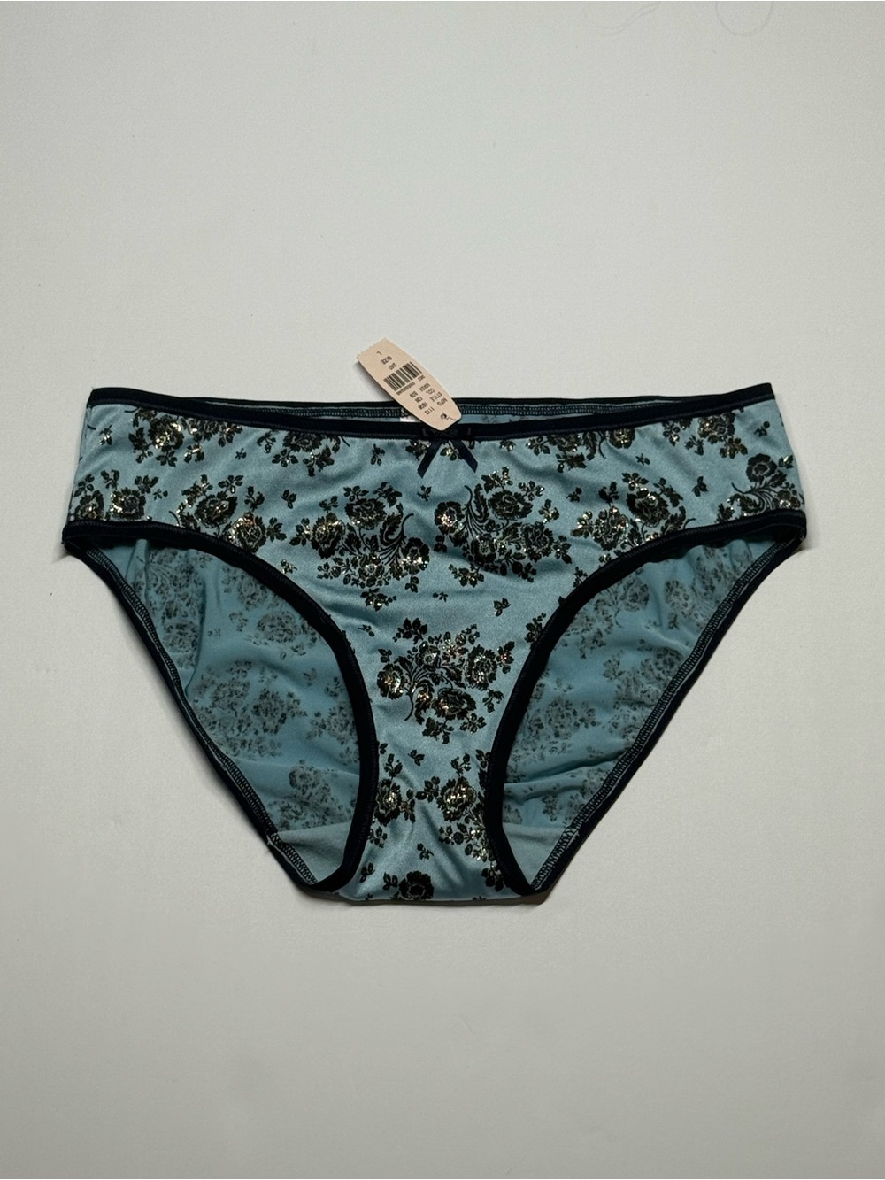 VTG 05’ Victoria’s Secret Angel Collection Low Ride Blue Floral Satin Look Panty